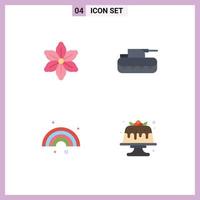 4 Creative Icons Modern Signs and Symbols of flower forecast spring panzer rainbow Editable Vector Design Elements