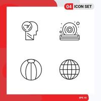 4 Line concept for Websites Mobile and Apps activity ball human dvd beach ball Editable Vector Design Elements