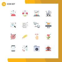 16 Flat Color concept for Websites Mobile and Apps light bulb online presentation shopping marketing Editable Pack of Creative Vector Design Elements