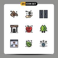 Universal Icon Symbols Group of 9 Modern Filledline Flat Colors of poison apple hosting recreation finish Editable Vector Design Elements