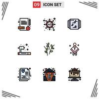 Set of 9 Modern UI Icons Symbols Signs for christian easter music catkin waste Editable Vector Design Elements