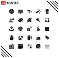 Group of 25 Solid Glyphs Signs and Symbols for calling vacuum telescope cleaning zoom Editable Vector Design Elements