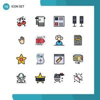 Universal Icon Symbols Group of 16 Modern Flat Color Filled Lines of interface gestures layout body language sound Editable Creative Vector Design Elements