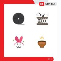 Group of 4 Flat Icons Signs and Symbols for devices bynny technology multimedia rabbit Editable Vector Design Elements
