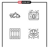 Universal Icon Symbols Group of 4 Modern Filledline Flat Colors of hill xmas mountain date cosmetics Editable Vector Design Elements