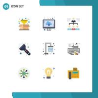 Group of 9 Modern Flat Colors Set for water torch businessman light group Editable Vector Design Elements