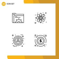 Pictogram Set of 4 Simple Filledline Flat Colors of gear target server science arrow Editable Vector Design Elements