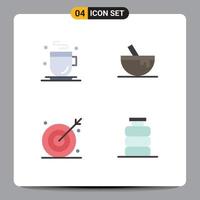 Pack of 4 creative Flat Icons of drink bulls bowl food shooting Editable Vector Design Elements