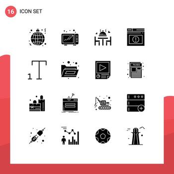 Universal Icon Symbols Group of 16 Modern Solid Glyphs of subscript website dinner web page Editable Vector Design Elements