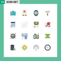 Set of 16 Modern UI Icons Symbols Signs for wrench setting compassion window plane Editable Pack of Creative Vector Design Elements