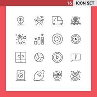 Pictogram Set of 16 Simple Outlines of drink cocktail iron network database Editable Vector Design Elements