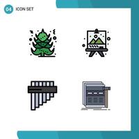 Set of 4 Modern UI Icons Symbols Signs for christmas pan board paint page Editable Vector Design Elements