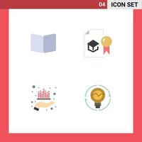 Modern Set of 4 Flat Icons and symbols such as open university layout diploma investment Editable Vector Design Elements