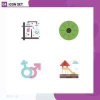 4 Flat Icon concept for Websites Mobile and Apps chemistry gender formula food mars Editable Vector Design Elements