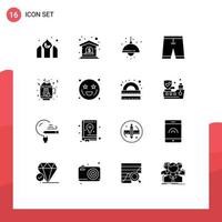 Universal Icon Symbols Group of 16 Modern Solid Glyphs of coffee dress home clothing accessories Editable Vector Design Elements