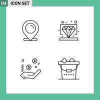 4 Creative Icons Modern Signs and Symbols of location dollar shopping value sign Editable Vector Design Elements