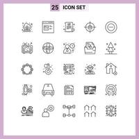 Universal Icon Symbols Group of 25 Modern Lines of no bag develop target medical Editable Vector Design Elements