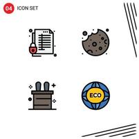 4 Filledline Flat Color concept for Websites Mobile and Apps lock rabbit report cookie global Editable Vector Design Elements