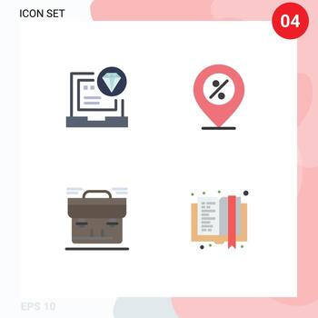 conjunto de 4 4 comercial plano íconos paquete para aplicación ubicación codificación oferta negocio editable vector diseño elementos