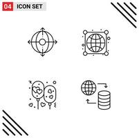 User Interface Pack of 4 Basic Filledline Flat Colors of business balloon product worldwide party Editable Vector Design Elements