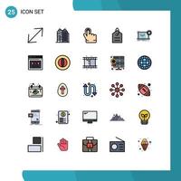 Set of 25 Modern UI Icons Symbols Signs for hardware electronics hand circuit tag Editable Vector Design Elements