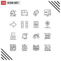 Set of 16 Modern UI Icons Symbols Signs for arrow develop massege computer app Editable Vector Design Elements