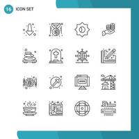 Modern Set of 16 Outlines and symbols such as save guardar setting finance coin Editable Vector Design Elements