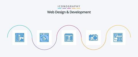 Web Design And Development Blue 5 Icon Pack Including web. design. calendar. browser. photo vector