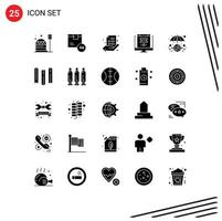 Group of 25 Modern Solid Glyphs Set for database cloud shipping coding share Editable Vector Design Elements