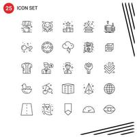 25 User Interface Line Pack of modern Signs and Symbols of finance tower rating rope hook Editable Vector Design Elements