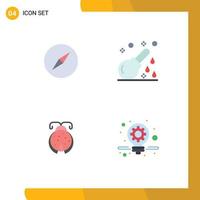 Group of 4 Flat Icons Signs and Symbols for instagram bug enema hospital ladybug Editable Vector Design Elements