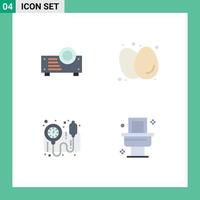 Pack of 4 creative Flat Icons of device bp gauge boiled eggs eggs toilet Editable Vector Design Elements