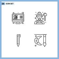 Line Pack of 4 Universal Symbols of buy pen display engineer design Editable Vector Design Elements