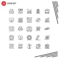 Pictogram Set of 25 Simple Lines of hotel focus hand success vehicle Editable Vector Design Elements