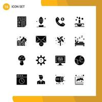 16 User Interface Solid Glyph Pack of modern Signs and Symbols of security fire ecommerce lamp antique Editable Vector Design Elements