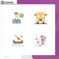 Universal Icon Symbols Group of 4 Modern Flat Icons of man canada dollar transport game Editable Vector Design Elements