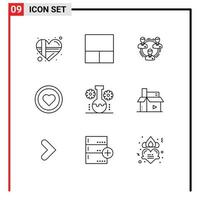 9 Thematic Vector Outlines and Editable Symbols of bear lab love communication like structure Editable Vector Design Elements