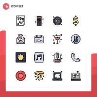 Universal Icon Symbols Group of 16 Modern Flat Color Filled Lines of mom email system money currency Editable Creative Vector Design Elements