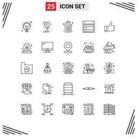 Line Pack of 25 Universal Symbols of appriciate web straw site design Editable Vector Design Elements