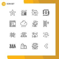 Set of 16 Commercial Outlines pack for draw tool house design travel Editable Vector Design Elements