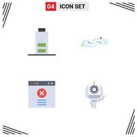 Pack of 4 Modern Flat Icons Signs and Symbols for Web Print Media such as battery blocked galaxy system automation Editable Vector Design Elements