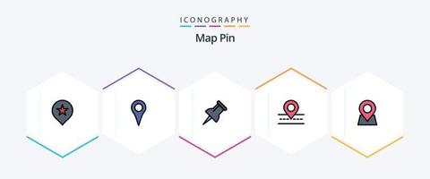 Map Pin 25 FilledLine icon pack including . marker. pin. map. map vector