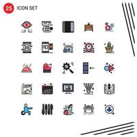 Stock Vector Icon Pack of 25 Line Signs and Symbols for men closed accordion stop barrier Editable Vector Design Elements