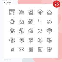 valores vector icono paquete de 25 línea señales y símbolos para abajo flecha masaje nube archivo editable vector diseño elementos