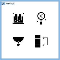 Set of 4 Modern UI Icons Symbols Signs for chemistry necklace science research gift Editable Vector Design Elements