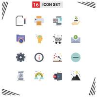 16 Universal Flat Color Signs Symbols of folder energy shopping ecology shop Editable Pack of Creative Vector Design Elements