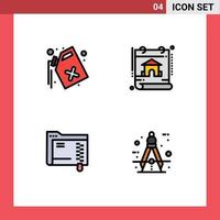 4 Creative Icons Modern Signs and Symbols of can folder waste property storage Editable Vector Design Elements