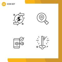 User Interface Pack of 4 Basic Filledline Flat Colors of back lock investment map open Editable Vector Design Elements