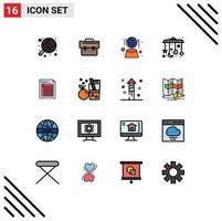 Set of 16 Modern UI Icons Symbols Signs for file bill globe audit mobile Editable Creative Vector Design Elements