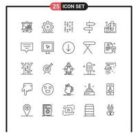 Pictogram Set of 25 Simple Lines of direction arrows hospital arrow instructure data Editable Vector Design Elements